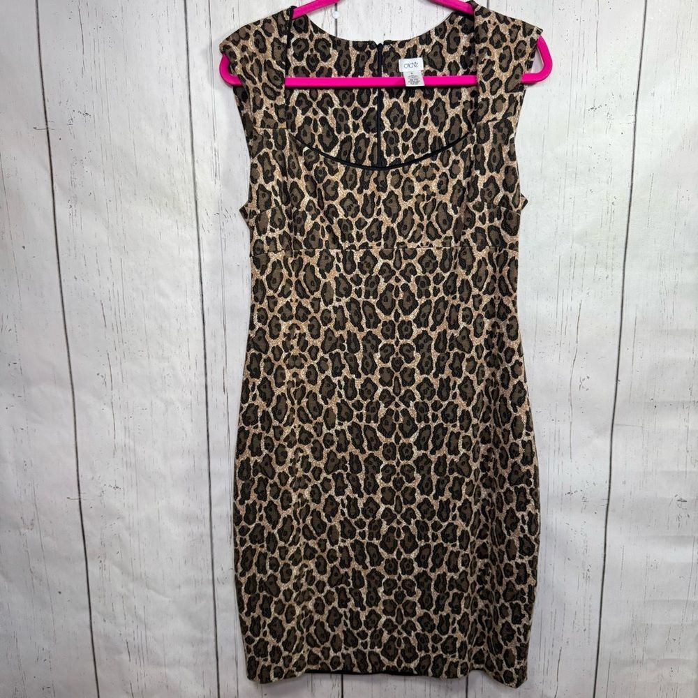Cache Leopard Print Bodycon Dress Vintage Glam Animal Print XL Retro Sexy Y2K